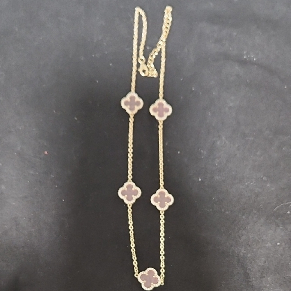 Baby Pink Flower Charm Necklace with Moissanite Diamonds – Dainty Necklace